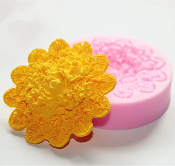 Форма в виде кружевного цветка, силиконовая форма для шоколадной помадки, форма для конфет FM057