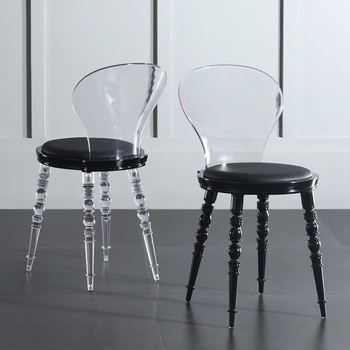 Прозрачное дизайнерское кресло со спинкой, французское простое хрустальное кресло для макияжа, креативное кресло для приема гостей в ресторане