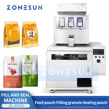 Автоматическая упаковочная машина для готовых пакетов ZONESUN, оборудование для наполнения и запечатывания гранул, Чайный пакетик, наполнитель для мешочков ZS-AFS04