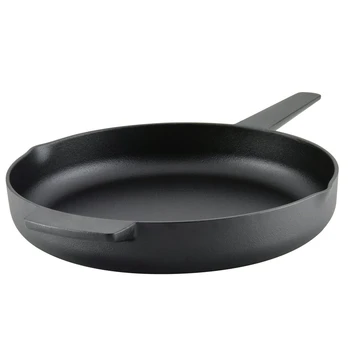 Чугунная индукционная сковорода, 12 дюймов, чугун черного цвета