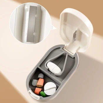 Резак для таблеток Портативная коробка для лекарств Контейнер для таблеток V-образный кейс для путешествий Разделитель таблеток Для резки витаминов Таблетки для резки таблеток