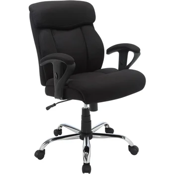Офисное кресло для менеджера из большой и высокой ткани, регулируемая высота, подлокотники, сверхпрочное, поворотное, выдерживает вес до 300 фунтов