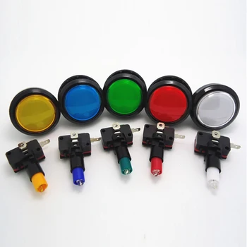 5 шт./лот, 60 мм, светодиодная аркада с плоской подсветкой, кнопка с микропереключателем для JAMMA MAME, доступно 5 цветов
