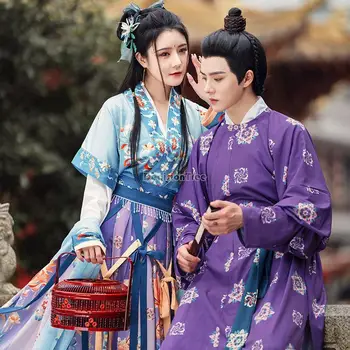 2023 Китайская традиционная винтажная одежда унисекс hanfu комплект династии Тан с круглым вырезом халат в древнем стиле косплей костюм a233