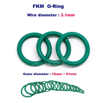 CS 3,1 мм Уплотнительное кольцо из зеленого фтористого каучука Уплотнительная прокладка Шайба FKM Изоляционное Масло Высокотемпературная Коррозионная стойкость