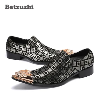 Batzuzhi/ Итальянская мужская обувь Tyle, Кожаные Модельные туфли с Острым Металлическим Носком для мужчин, Дизайнерская обувь Zapatos Hombre, Размер 38-46