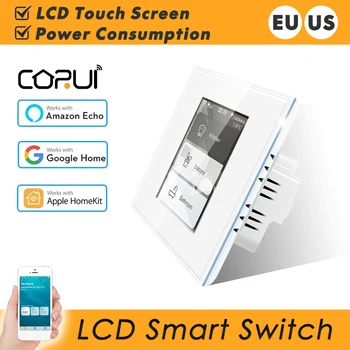 CoRui WiFi ЖК сенсорный Экран Умный Настенный Выключатель света для Штор Smart 4 В 1 Home Switch Поддержка приложения Homekit И голосового Управления Siri