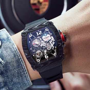 Richard Лучшие бренды роскошных Мужских часов Автоматические Мужские часы для мужчин с механическим Скелетом, Светящиеся Деловые Часы relogio masculino