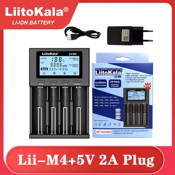 2023 Новое Зарядное устройство LiitoKala Lii-M4 18650 с ЖК-дисплеем, Универсальное Умное зарядное устройство, Тестовая емкость для 26650 18650 21700 AA AAA и т. Д. 4 слота