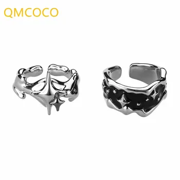 QMCOCO, серебристый цвет, звезды, нерегулярное женское кольцо в стиле панк, Новая мода, креативные геометрические украшения в стиле хип-хоп, подарок для вечеринки