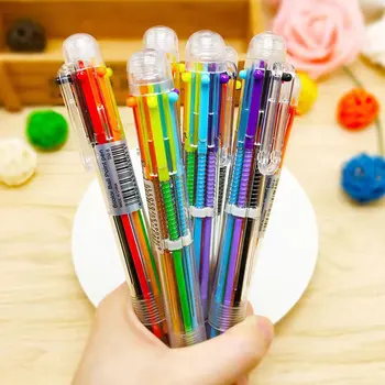 30 шт. Шариковая ручка, маркер, Корейская креативная канцелярская ручка, 6 цветов В 1, Шариковая ручка, цветные школьные принадлежности для детей