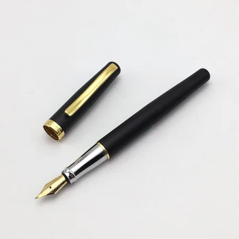 Оптовая продажа Duke 209 Классическая каллиграфия с изогнутым пером, матовая черная и золотистая металлическая авторучка, чернильная ручка для письма