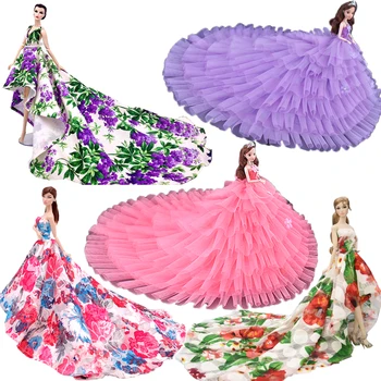 NK Mixed Princess, Модное платье с Шлейфом, Свадебная юбка, Благородная одежда для вечеринок, Аксессуары для куклы Барби, Подарочная игрушка для девочек, JJ