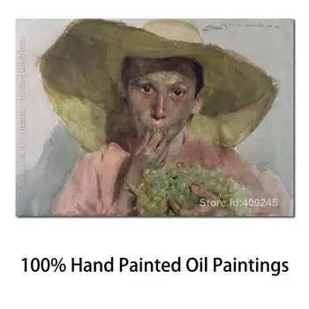 Хоакин Соролла и Бастида, картины мальчика, поедающего виноград, современный художественный пейзаж, Высококачественная ручная роспись