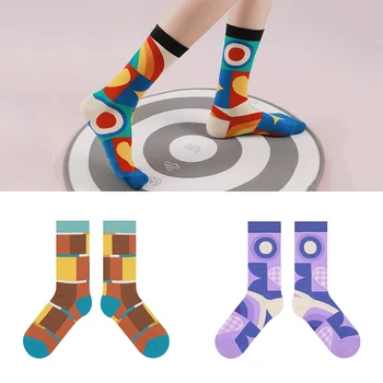 Весной и летом Новые веселые цветные цветные блоки Ins, модные милые носки в японском корейском стиле для мужчин и женщин в тюбике