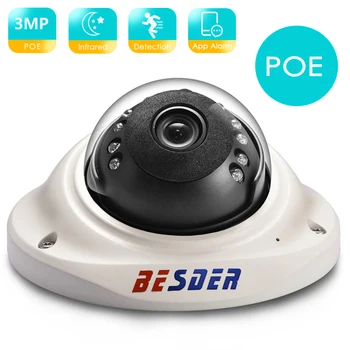 BESDER H.265 3MP Домашняя IP-камера Безопасности POE 48V IP66 Внутреннего Ночного Видения Аудио Купольная Камера CCTV Широкоугольная Наружного Использования В Помещении