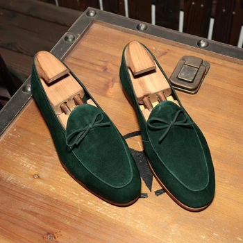 Повседневная обувь для мужчин, Желто-зеленые дышащие Лоферы ручной работы из флока, Обувь для мужчин с бесплатной доставкой, Замшевая обувь для мужчин