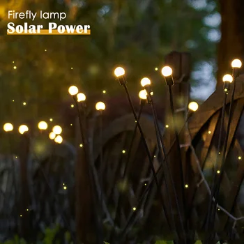 10 Светодиодных Фонарей Firefly на солнечной Энергии, Уличные садовые Фейерверковые лампы, Ландшафтный декор газона, освещение для новогодних рождественских украшений