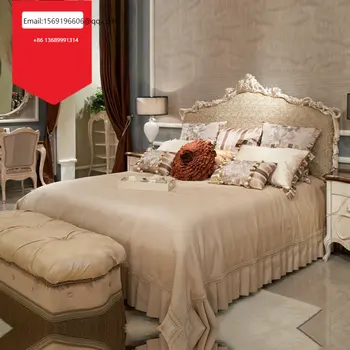 Европейская кровать принцессы Французская белая свадебная кровать из массива дерева двуспальная кровать роскошная мебель на заказ