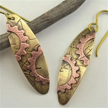 Этнические Овальные геометрические серьги с металлическим резным рисунком золотого цвета, женские винтажные серьги с механизмом литья под давлением из розового золота