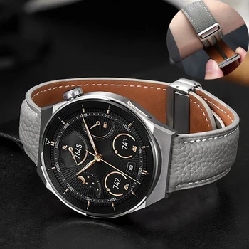 20 мм 22 мм Кожаный ремешок Для Huawei Watch GT3/3Pro/GT2/2Pro, Магнитный ремешок Для часов Huawei Watch Ultimate/Браслет Watch Buds