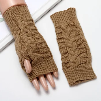 Модные женские И мужские вязаные крючком перчатки без пальцев с коротким рукавом, теплые варежки для рук, зимние теплые Guantes Mujer
