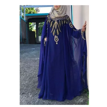 Синее платье Уникальная этническая мода Марокко Дубай Вечерние Кафтаны Абайя Модные Свадебные европейские и американские тенденции моды