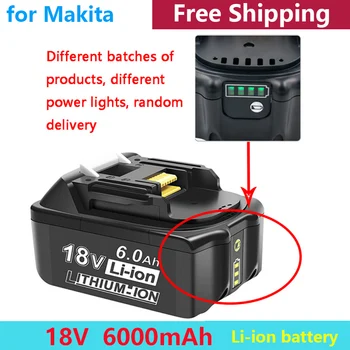 2023 100% Оригинал для Makita 18V 6000mAh Аккумуляторная Батарея для Электроинструментов со светодиодной литий-ионной Заменой LXT BL1860B BL1860 BL1850