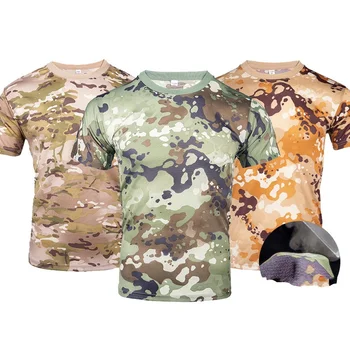Детская Камуфляжная тактическая рубашка, быстросохнущая Камуфляжная рубашка с коротким рукавом Для детей, студентов, Тренировочный лагерь на открытом воздухе, Военная Армейская боевая футболка