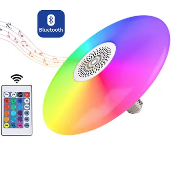 Bluetooth динамик лампа Музыкальная лампа ампула светодиодная лампа E27 110V 220V 18W RGB ночник с дистанционным управлением для бара домашний прожектор