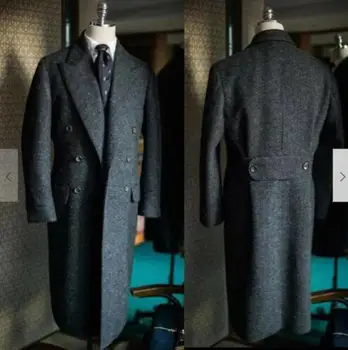 Осенне-Зимнее пальто Для мужчин, Приталенное Двубортное пальто, Длинный Официальный деловой костюм, Куртки, Блейзеры на заказ