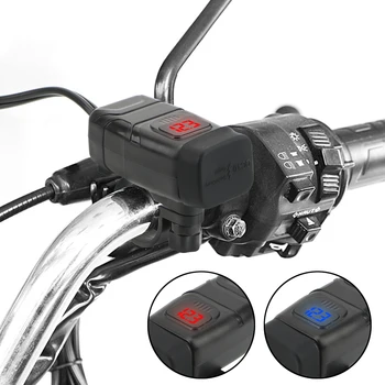 Быстрое зарядное устройство для мотоцикла, устанавливаемое на транспортном средстве, Двойное USB-зарядное устройство, Переключатель включения-выключения, Цифровой вольтметр, адаптер QC 3.0, Аксессуары для мото