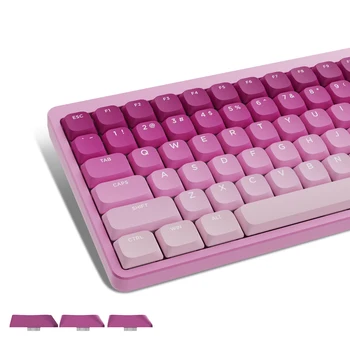 133 Клавиши Double Shot PBT Keycaps Низкопрофильные Тонкие Клавишные Колпачки Розового цвета для 60% 65% 75% 100% Cherry Gateron MX Switches Gamer Keyboard