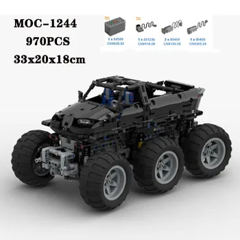 Классический MOC-1244 Строительный блок, шестиколесный внедорожник, 970 шт., собранная модель строительного блока, игрушка в подарок для взрослых и детей