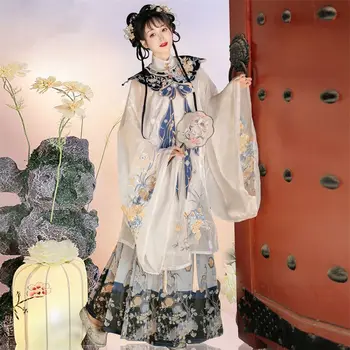Yourqipao Ming Тяжелое Китайское платье с вышивкой Косплей Лошадиное Лицо Облако Плечо Hanfu Женское Китайское традиционное платье Костюм