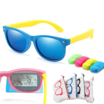 Резиновые Поляризованные Солнцезащитные очки Дети TR90 Мальчики Девочки Зеркальные Солнцезащитные очки Polaroid Силиконовые Защитные Очки для детей Baby UV400