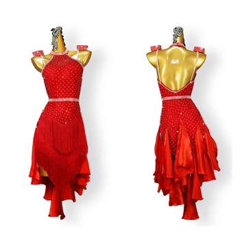 Платье для латиноамериканских танцев, Женское платье для взрослых, профессиональная одежда для выступлений на сцене, Конкурсная одежда