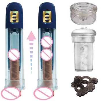 Электрический вакуумный насос для сосания пениса, карманная киска, 6 Интенсивностей всасывания, мужской мастурбатор для пениса, удлинитель с петушиным кольцом