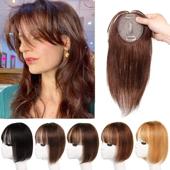 Женские аксессуары для волос из 100% человеческих волос, верхняя заколка для волос и парик с челкой для редких волос