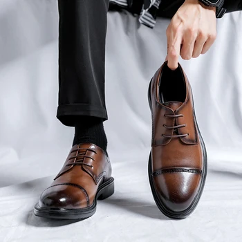 Корейская версия делового стиля, простые универсальные повседневные маленькие кожаные туфли с острым носком