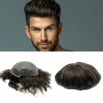 Цены по Прейскуранту завода-изготовителя Натуральная линия роста волос 100% Человеческие волосы на кружеве, мужской парик, замена волос для мужчин
