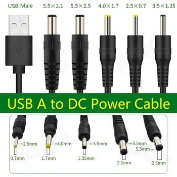 1 м 2 м USB к постоянному току 3,0x1,1 мм 2,0 *0,6 мм 2,5 * 0,7 мм 3,5 *1,35 мм 4,0 *1,7 мм 5,5 *2,1 мм 2,5 мм 5 В 2A DC Разъем для разъема кабеля питания
