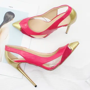 Сексуальный Дизайн, разноцветные туфли-лодочки на высоком каблуке 12 см, модные женские туфли-лодочки с острым носком для Свадебного банкета, Женская обувь Большого Размера C008B