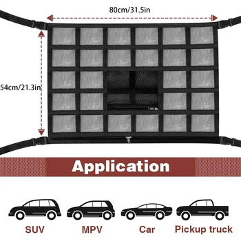 универсальная сетка для хранения багажа в автомобиле, 1 шт., черная нейлоновая + резиновая сетка для хранения на крыше автомобиля, универсальная с поперечным ремешком, экономящая пространство