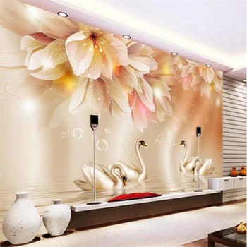 Beibehang 3D обои Модный Цветок Лебедь 3D ТВ Фон Гостиная Спальня Фон Фреска фотообои для стен 3 d