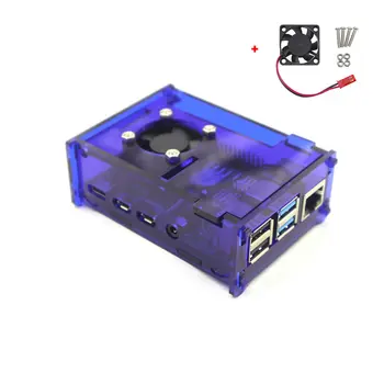 Синий Акриловый Корпус с Охлаждающим вентилятором для Raspberry Pi 4
