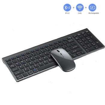 Комбинированная беспроводная клавиатура и мышь SeenDa Bluetooth, Перезаряжаемая Полноразмерная Комбинированная Беспроводная клавиатура и мышь для нескольких устройств