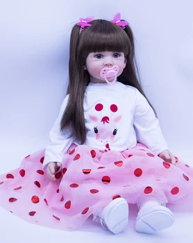 60 см Реалистичная Кукла-Реборн ручной работы, Мягкие Силиконовые Детские Куклы, тканевое Тело, Bebe Reborn, Новорожденная кукла Принцессы с длинными волосами, игрушка 