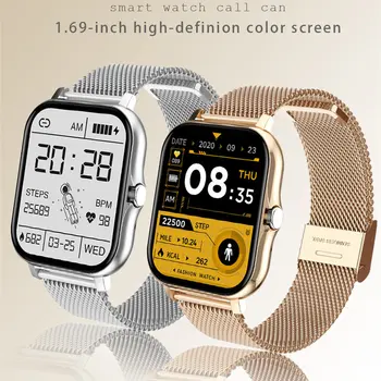 Спортивные Смарт-часы Для Мужчин И женщин, пульсометр, фитнес-трекер, Полный сенсорный Bluetooth-вызов, Умные часы, Металлический браслет, наручные часы с коробкой