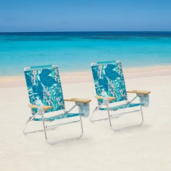 2 комплекта опор Для пляжного кресла с откидывающимися деревянными подлокотниками Комфортной высоты, зеленая пальма